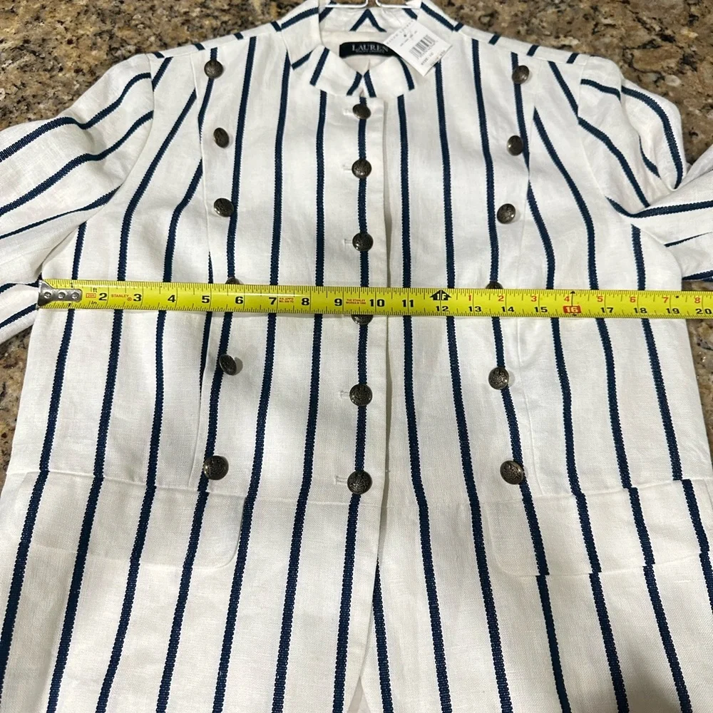 Ralph Lauren Cream Blazer with Navy Vertical Stripes. Size 12. New with tags - Picture 9 of 11